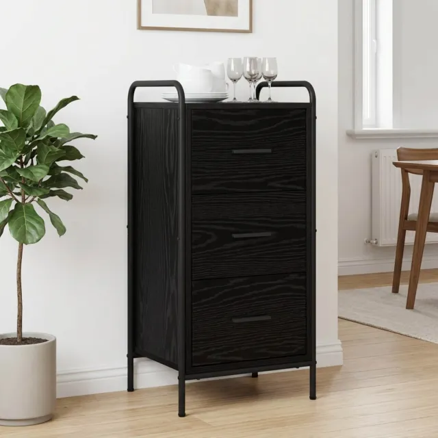 vidaXL Dressoir Zwart eiken 97 x 33 x 81 cm Bewerkt hout, foto 2