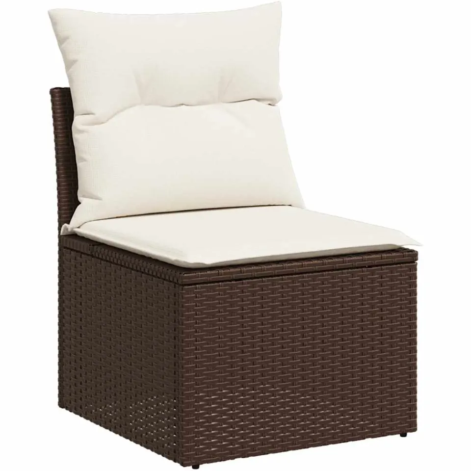 vidaXL 9-delige Loungeset met kussens poly rattan bruin