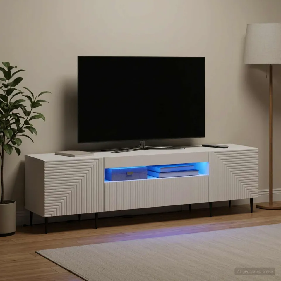 vidaXL LED tv-meubel HAARLEM 153 x 35 x 43 cm Wit Bewerkt hout, foto 4