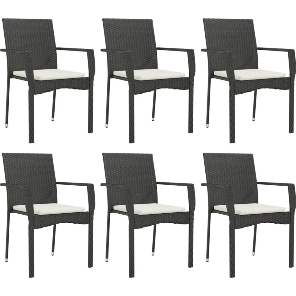 vidaXL 7-delige Tuinset met kussens poly rattan zwart, foto 3