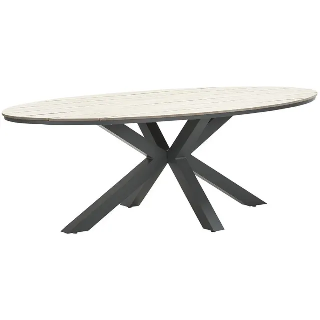 Garden Impressions Edison tuintafel - ovaal - 280 cm - light teak Vironwood bruin