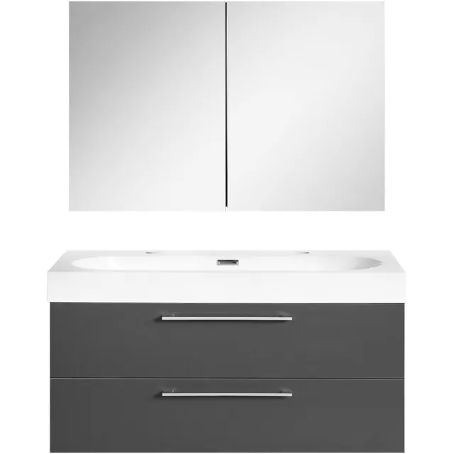 Differnz Badkamermeubelset Differnz Somero Met Keramiek Wastafel 100 cm Antraciet (Inc. Spiegelkast)