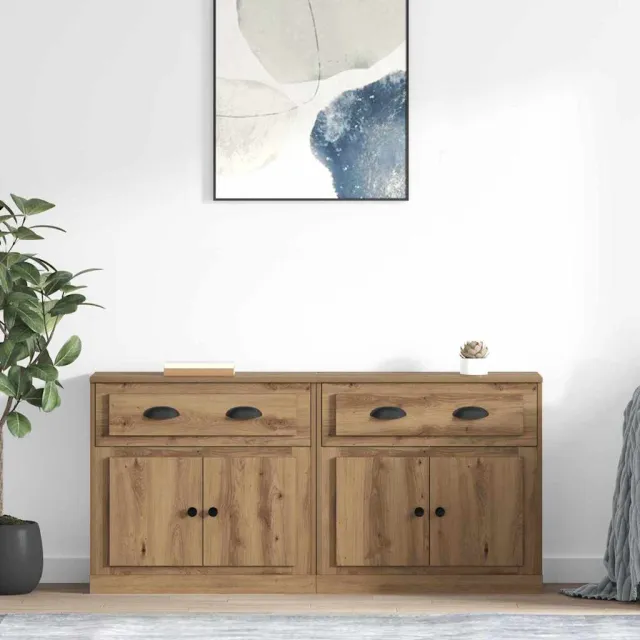 vidaXL Dressoirs 2 st Artisan Eiken 70 x 35,5 x 67,5 cm Bewerkt hout Bruin