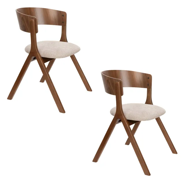 Dutchbone Bresso eetkamerstoelen walnoot beige