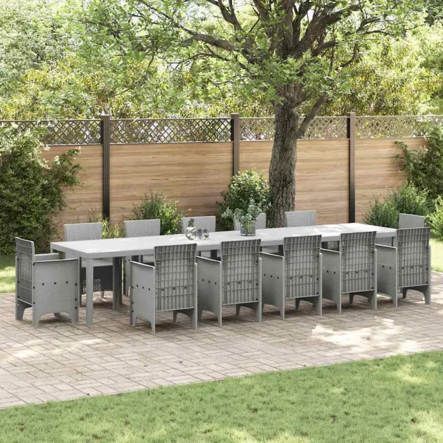 vidaXL Tuinstafel Lichtgrijs 400 x 100 x 73 cm poly rattan, foto 2