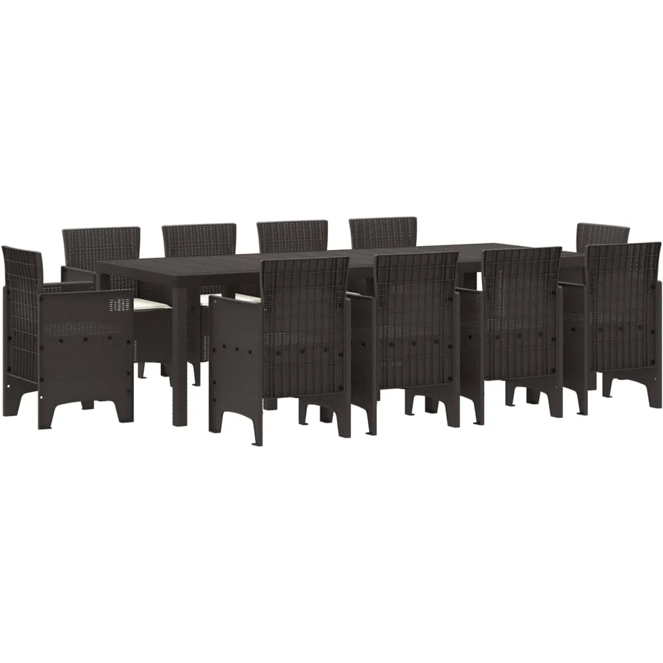 vidaXL Tuin Eetset 11 st Bruin Polypropyleen