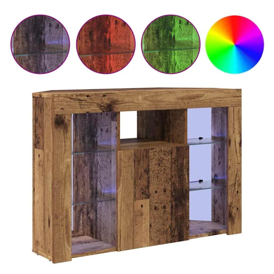 vidaXL Hoek LED TV Kast 100x40x68cm Oudhout Bewerkt hout bruin, foto 4