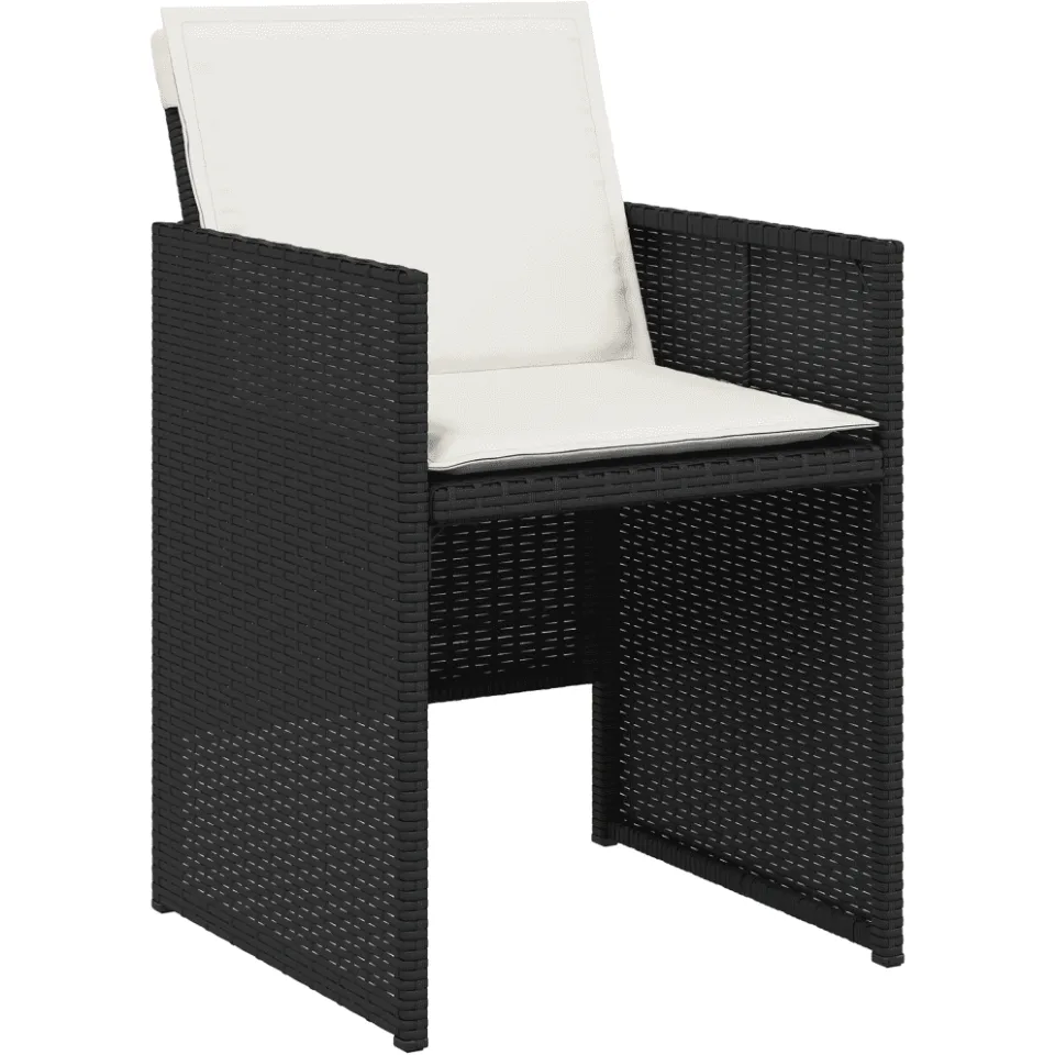 vidaXL 7-delige Tuinset met kussens poly rattan zwart