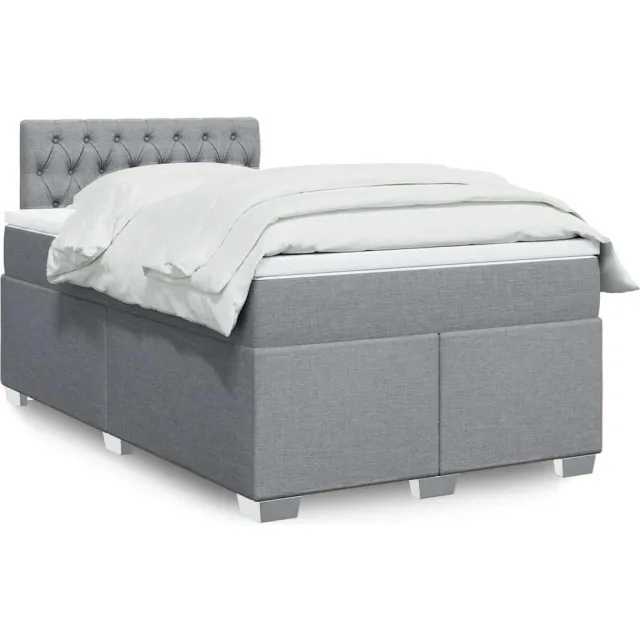 vidaXL Boxspring met matras stof lichtgrijs 120x190 cm grijs