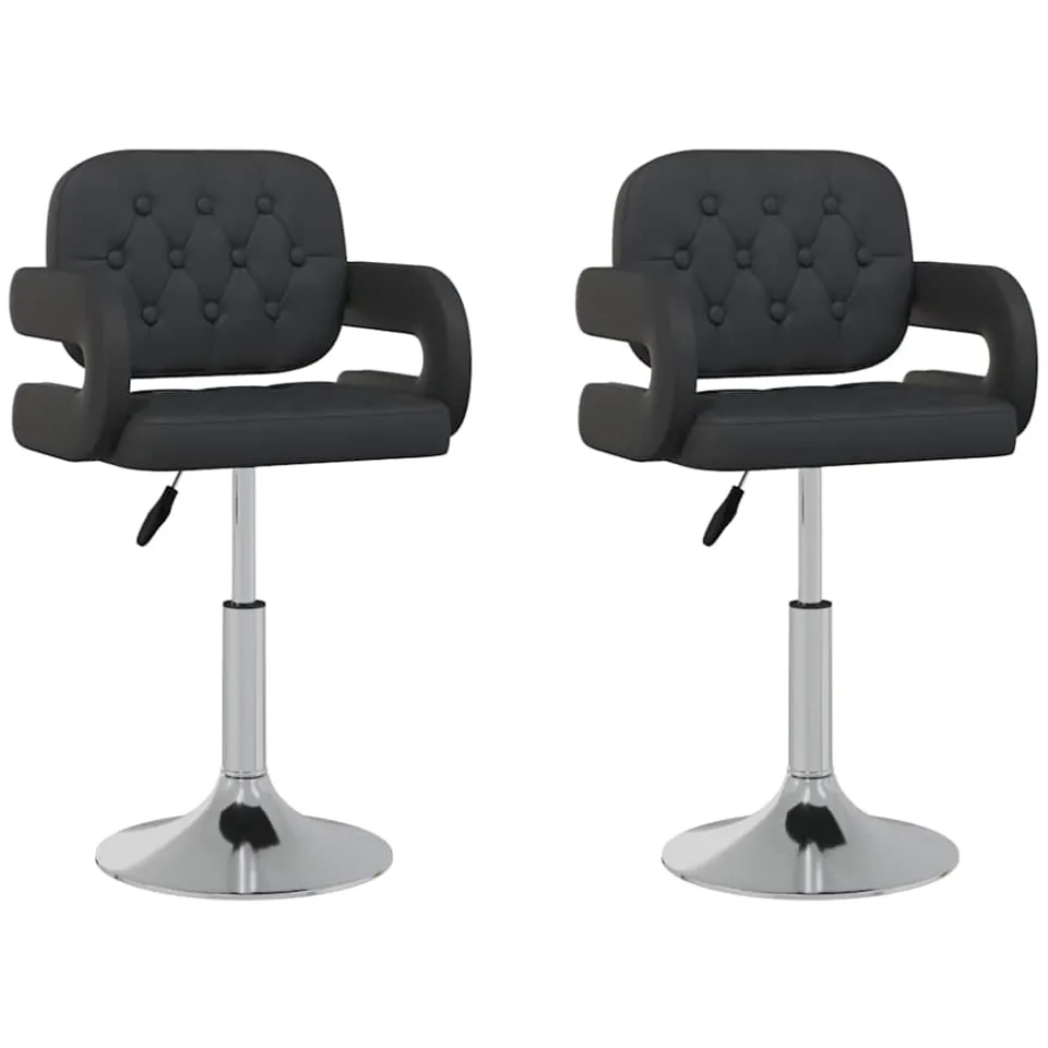 vidaXL Eetkamerstoelen draaibaar 2 st kunstleer zwart, foto 3