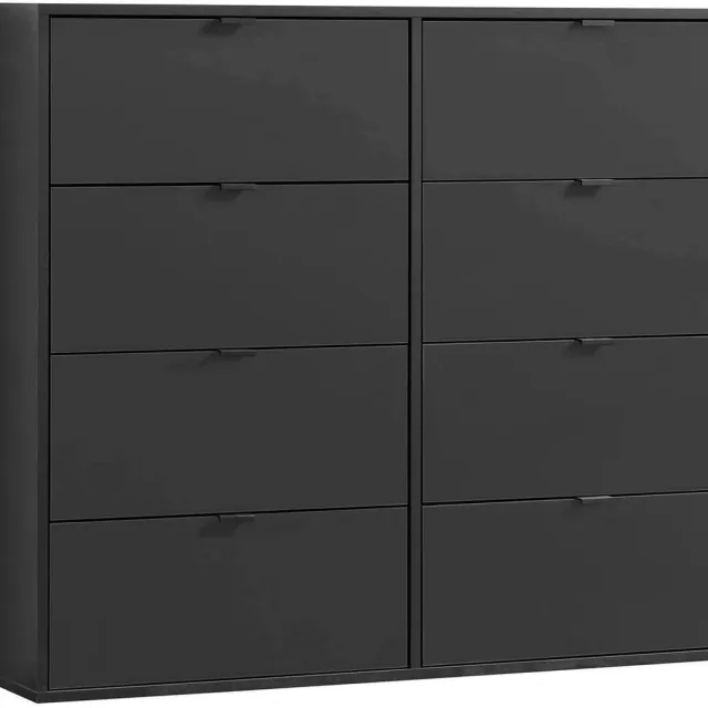 mokebo commode 'Die Stilvolle' (110x95x40cm) sideboard, voor slaapkamer, hal & kinderkamer met 8 houten lades in zwart antraciet