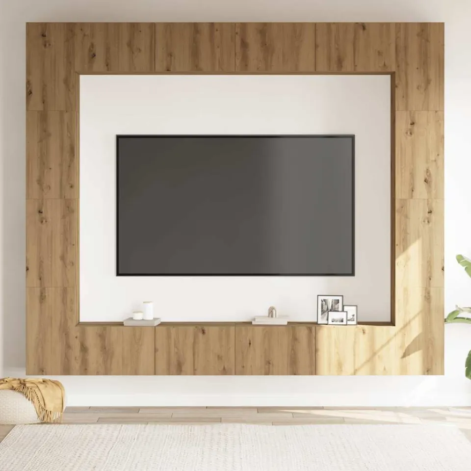 vidaXL 8-delig Tv-meubelset wandmontage bewerkt hout artisanaal eiken, foto 2