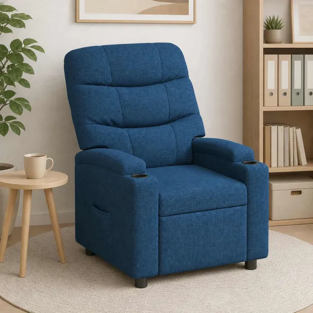 vidaXL Ligstoel Blauw 75 x 93 x 102 cm Stof