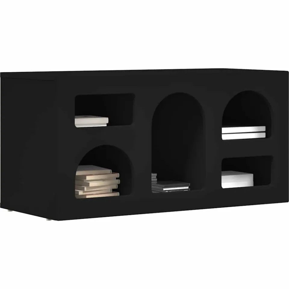 vidaXL TV-kast ELST 80 x 35 x 40 cm Zwart Bewerkt hout