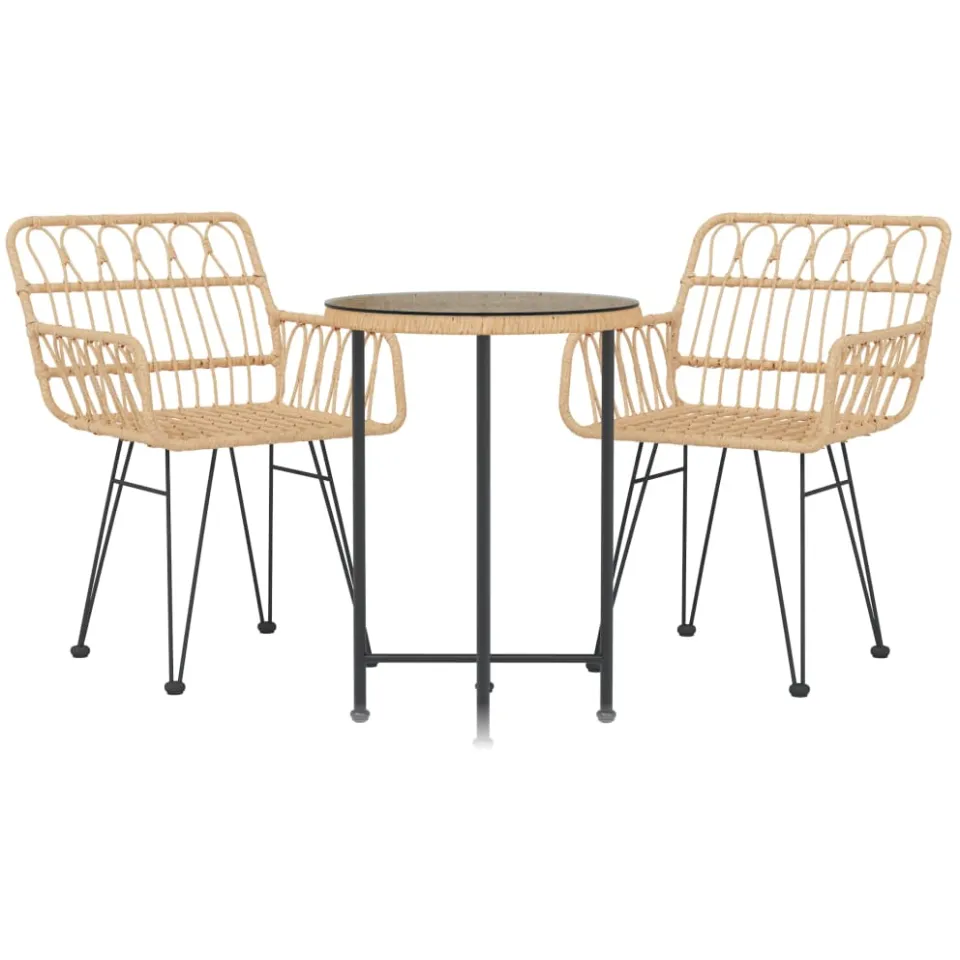 vidaXL 3-delige Tuinset poly rattan Bruin