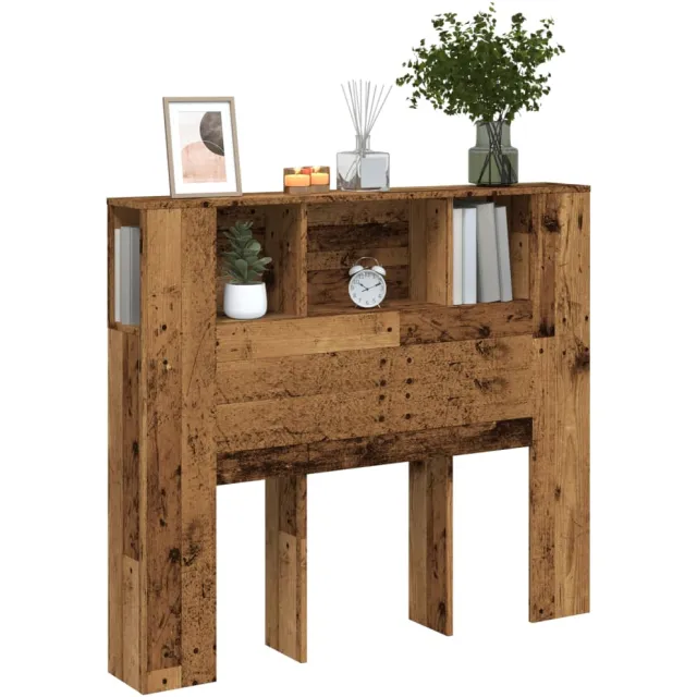 vidaXL Hoofdbordkast 120x19x104,5 cm bewerkt hout oud houtkleurig Bruin