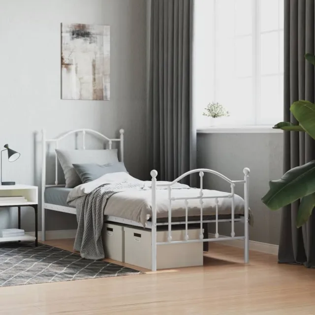 vidaXL Bedframe met hoofd- en voeteneinde metaal wit 75x190 cm