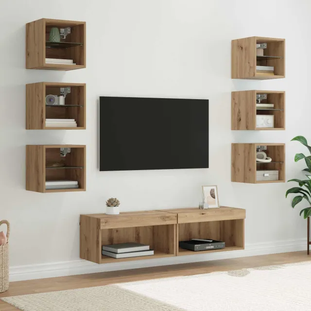 vidaXL TV-kast 8 st 60 x 30 x 30 cm Artisan Eiken Glas Bruin