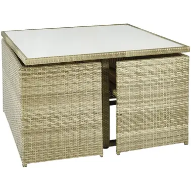 Central Park - Praxis Eigen Merk Central Park Loungeset Capri - Staal En Wicker - Natuurlijk - 5 Personen - Glazen Blad, foto 4