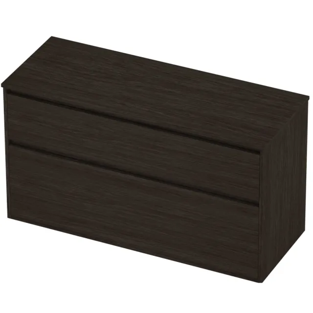 Proline Deck Badmeubelset Greeploos Asymmetrisch Kader 2 Laden 120x46x67 cm Mokka Oak Eiken