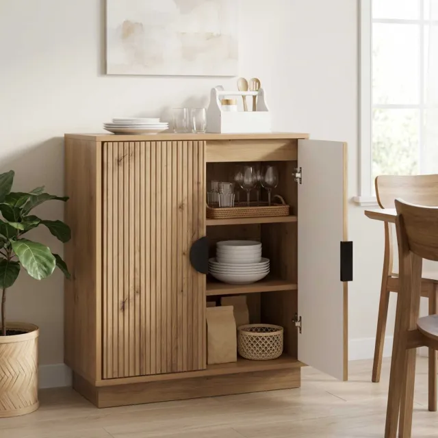 vidaXL Dressoir VENRAY Artisanaal eiken 66 x 33 x 77,5 cm Bewerkt hout Bruin