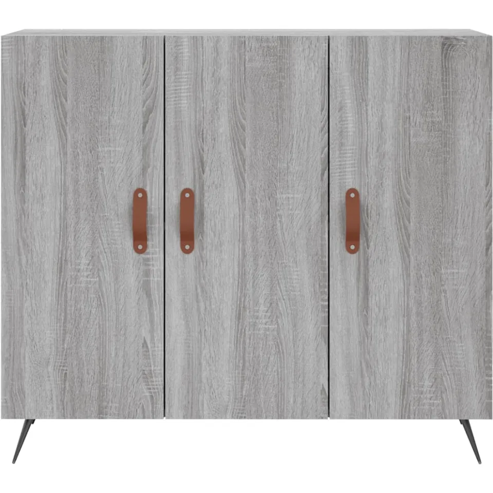 vidaXL Dressoir 90x34x80 cm bewerkt hout grijs sonoma eikenkleurig, foto 4