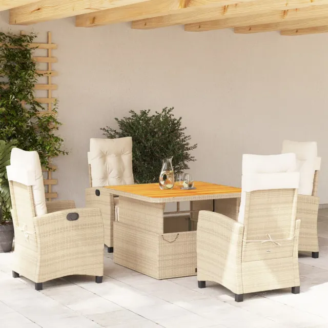 vidaXL 5-delige Tuinset met kussens poly rattan beige, foto 2
