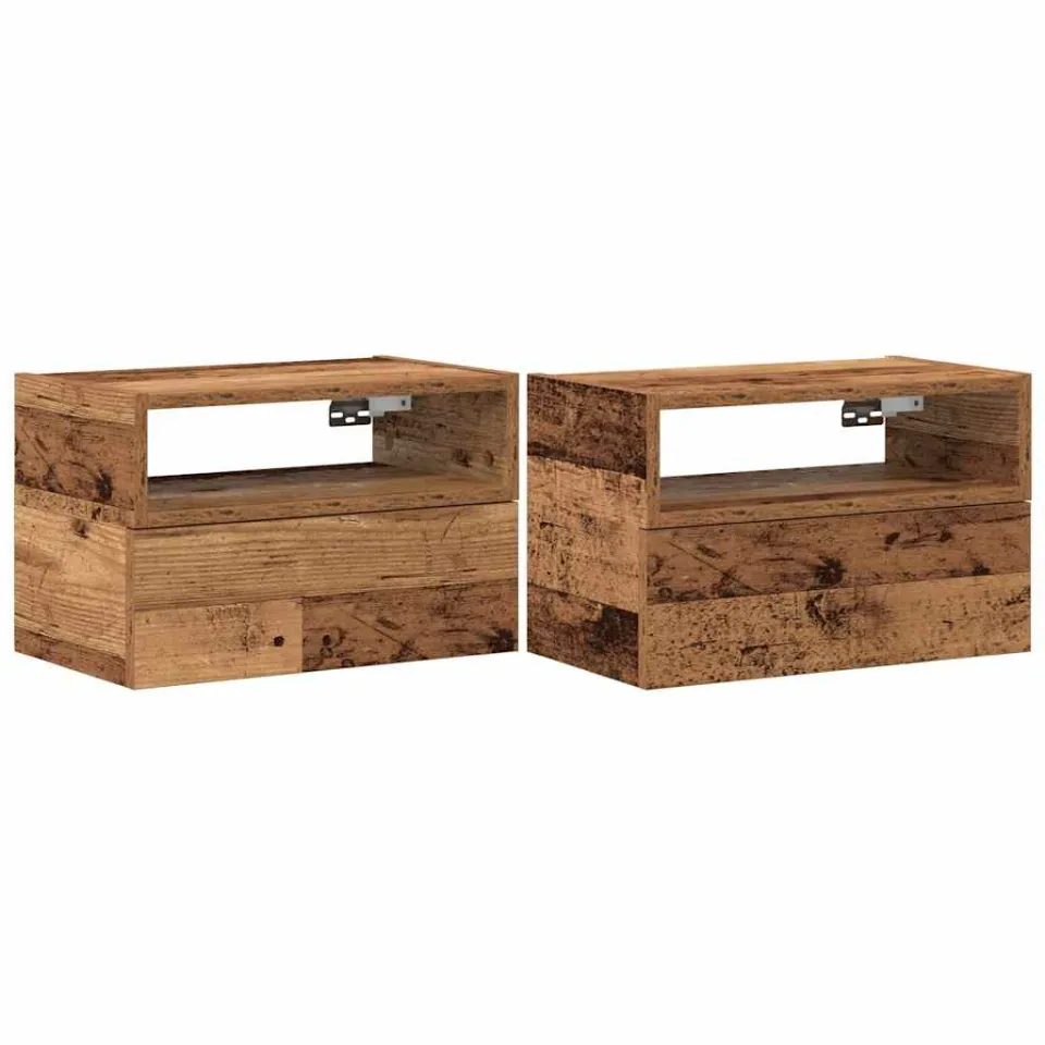 vidaXL Nachtkastjes 2 st wandgemonteerd 45x26x28,5 cm oud houtkleurig bruin, foto 3