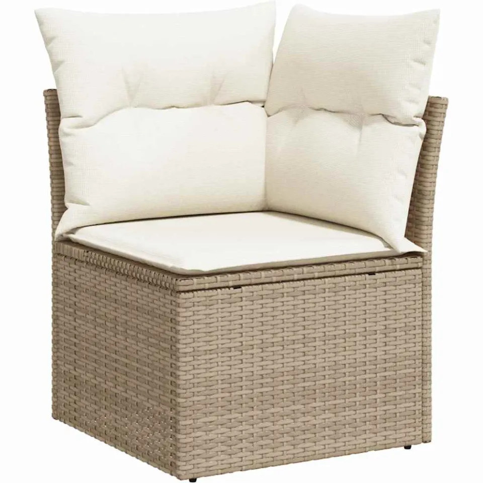 vidaXL Tuinbankenset 11 st Beige poly rattan, foto 4