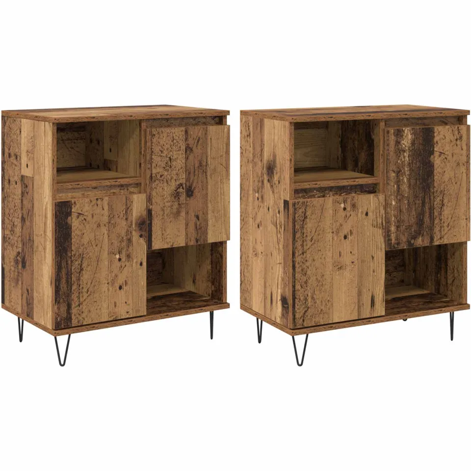 vidaXL Dressoir 2 st Oudhout 60 x 35 x 70 cm bruin, foto 3