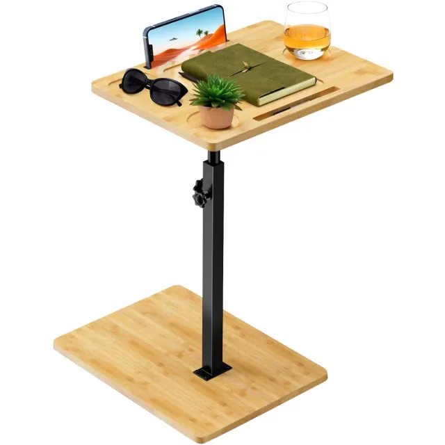 Unyqoos Compacte houten bijzettafel met verstelbare hoogte en multifunctioneel ontwerp bruin
