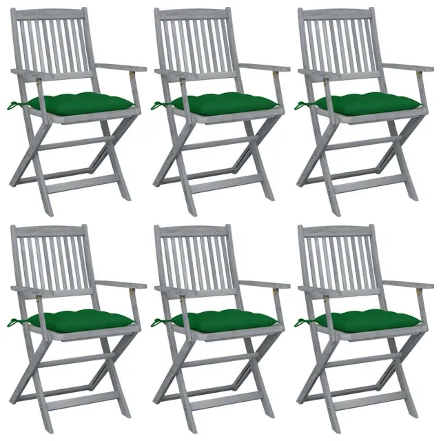 vidaXL Inklapbare stoelen 6 st met kussens massief acaciahout Groen