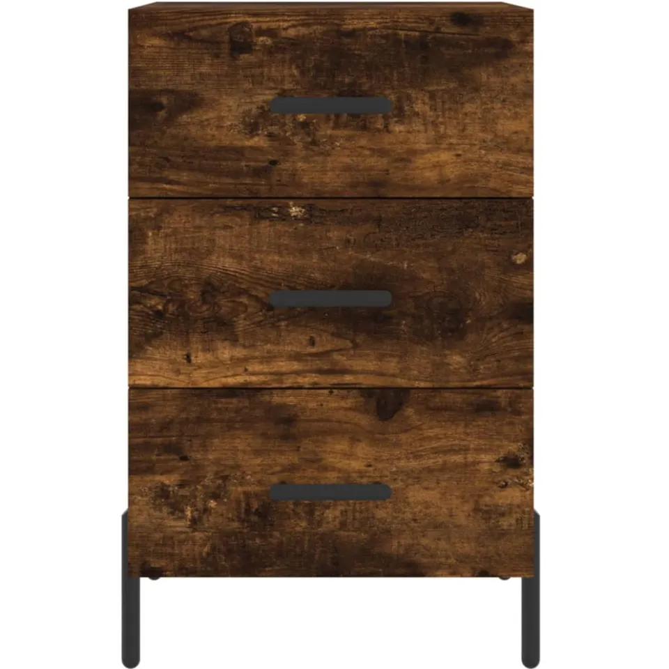 vidaXL Nachtkastje 40x40x66 cm bewerkt hout gerookt eikenkleurig