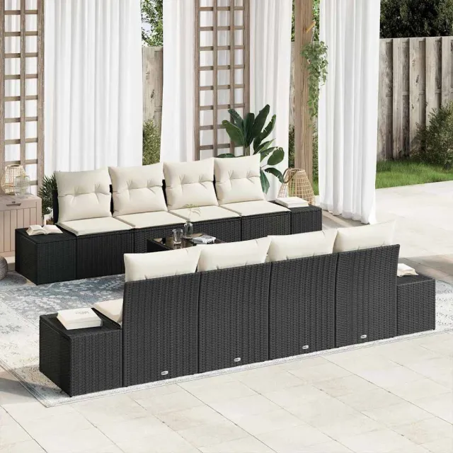 vidaXL Tuin Sofa Set 8 st Bruin en Crème poly rattan
