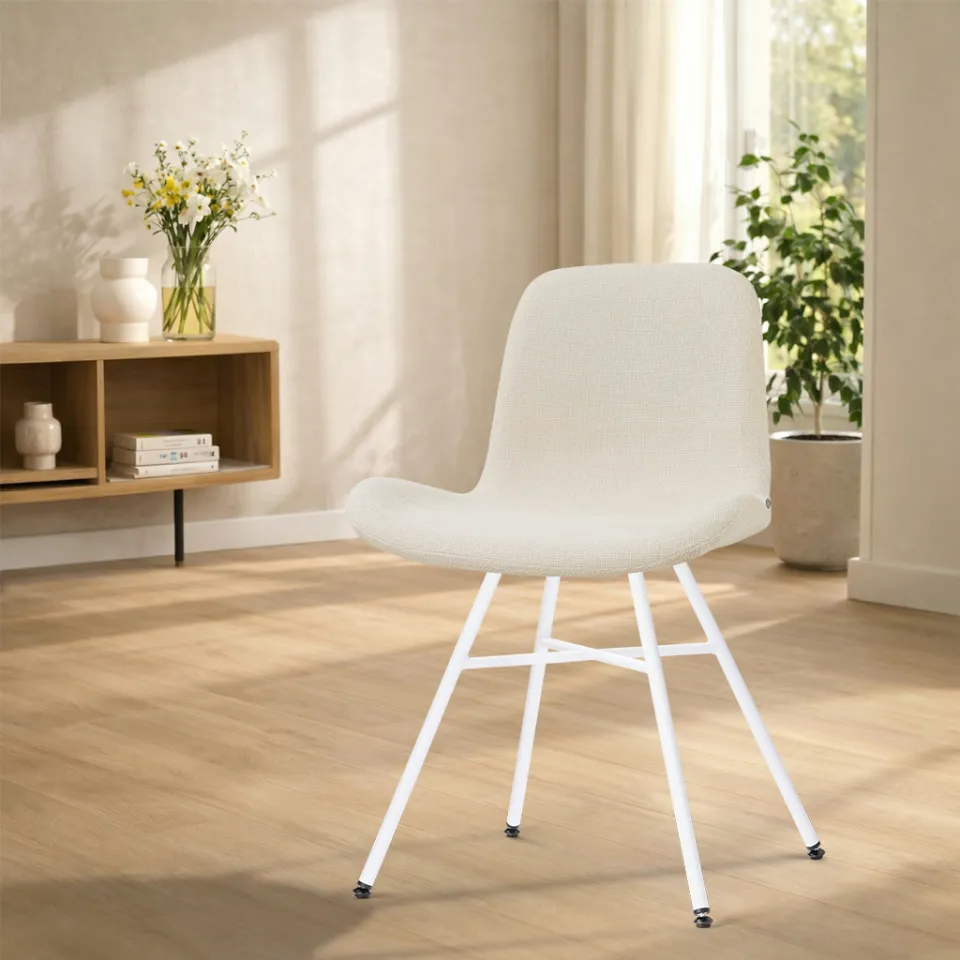 Nolon Noa-Fé eetkamerstoel cottonbeige - wit onderstel, foto 2