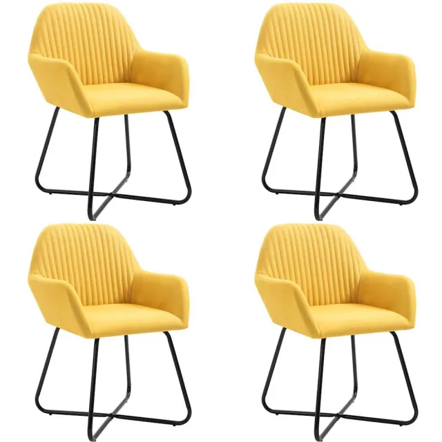 vidaXL Eetkamerstoelen 4 st stof geel
