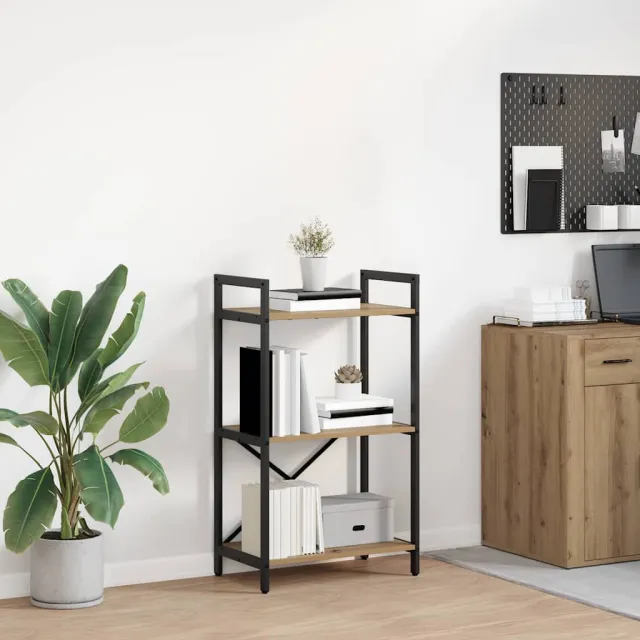 vidaXL Boekenkast 3-laags 56 x 34 x 96 cm Bewerkt hout Artisan Eiken Bruin