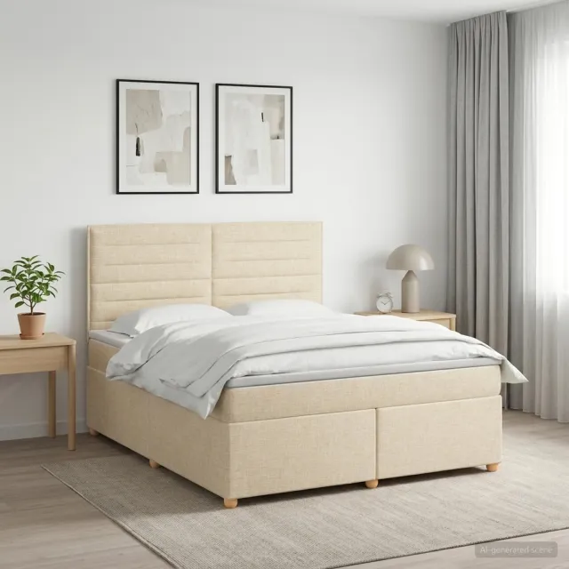 vidaXL Boxspringbed met matras Crèmekleurig 140 x 200 cm Stof