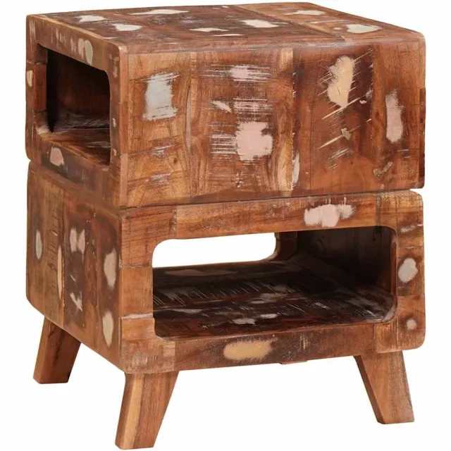 vidaXL Bijzettafel - Bruin - 40 - x - 40 - x - 49 - cm - Massief - Gerecycleerd - Hout