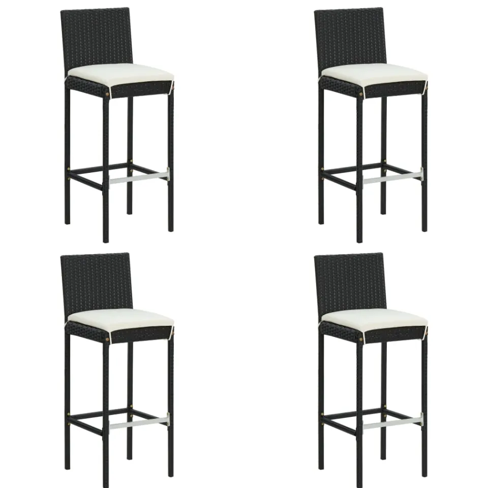 vidaXL 5-delige Tuinbarset met kussens poly rattan zwart, foto 3