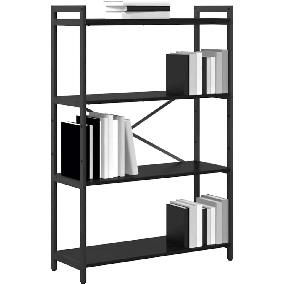 vidaXL Boekenkast 80 x 30 x 120 cm Bewerkt hout Zwart Eiken