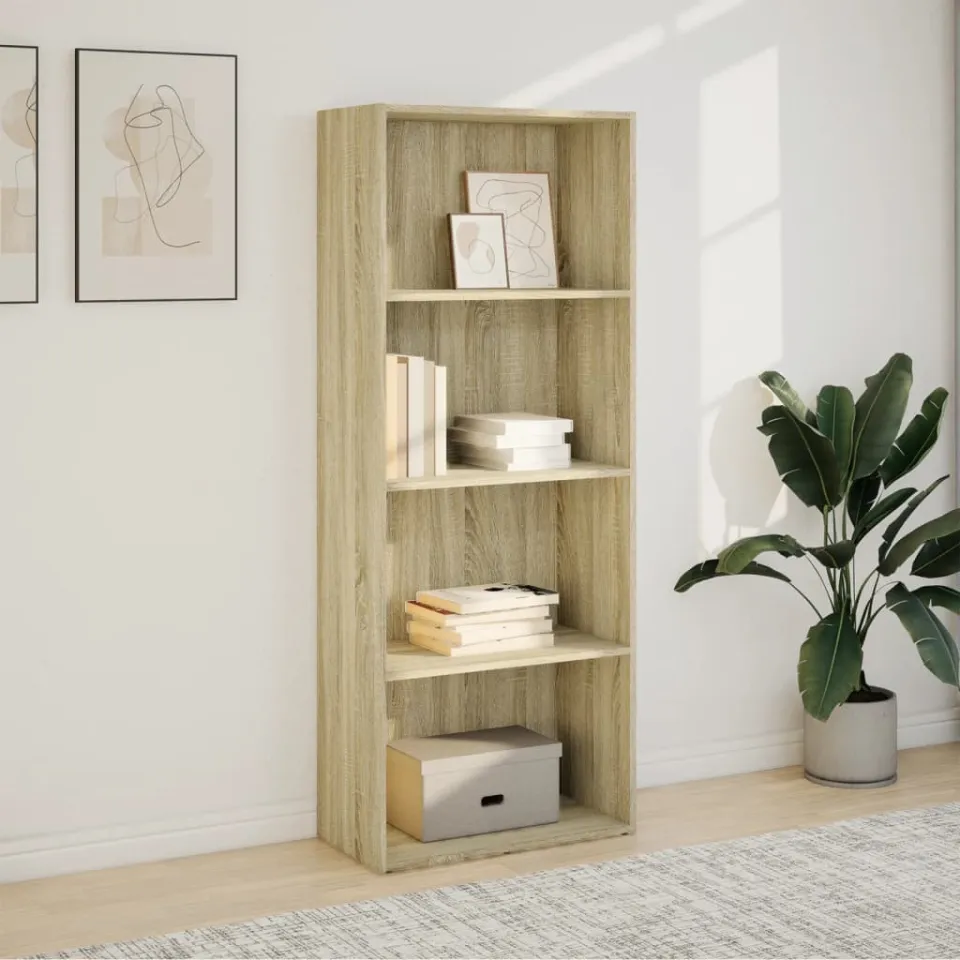 vidaXL Boekenkast 60x30x152 cm bewerkt hout sonoma eikenkleurig, foto 2
