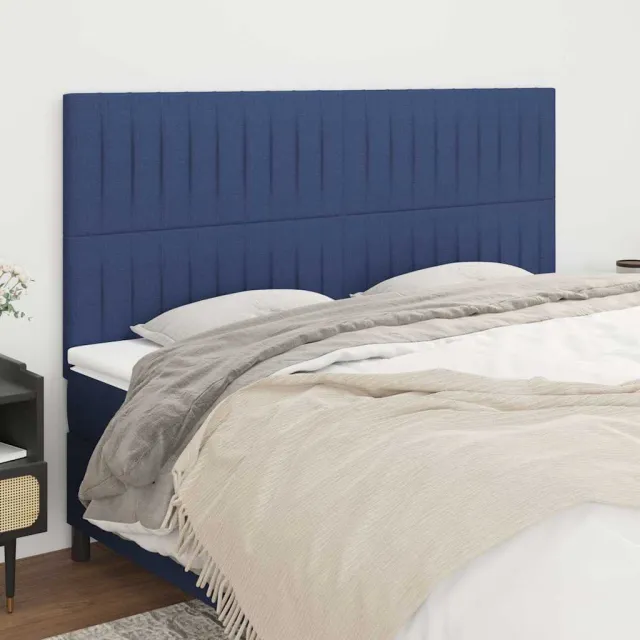 vidaXL Hoofdbord blauw 160x5x118/128 cm stof