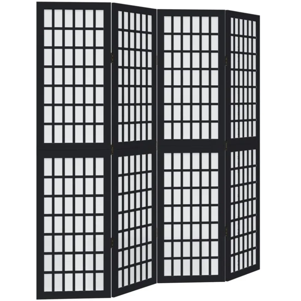 vidaXL Kamerscherm met 4 panelen massief paulowniahout zwart