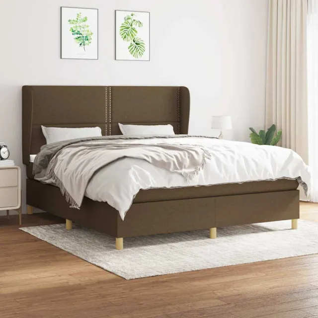 vidaXL Boxspring met matras stof donkerbruin 180x200 cm bruin