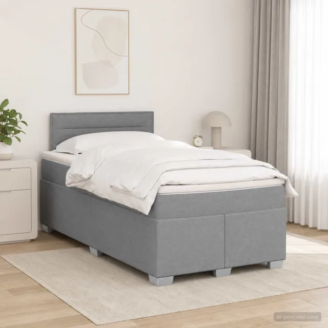 vidaXL Boxspringbed met matras Lichtgrijs 120 x 190 cm Stof