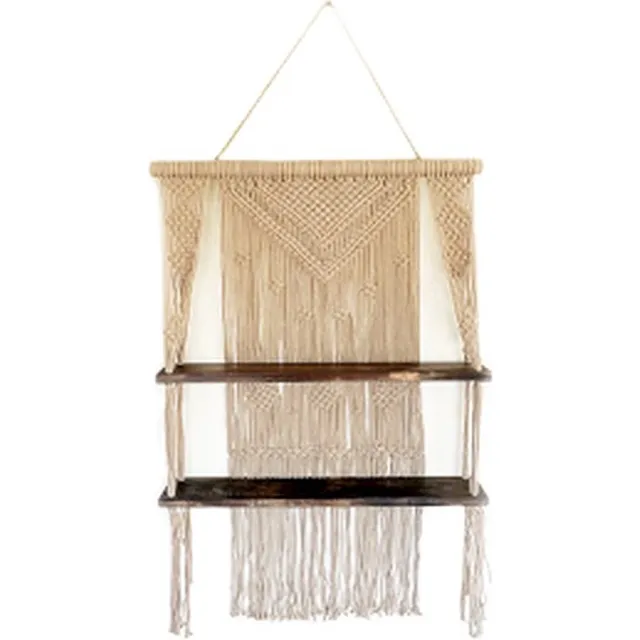 Joy of Balance Macramé Boekenplank - Met Hangende Planken - Bruin - Boekenplank - 150x75x13cm