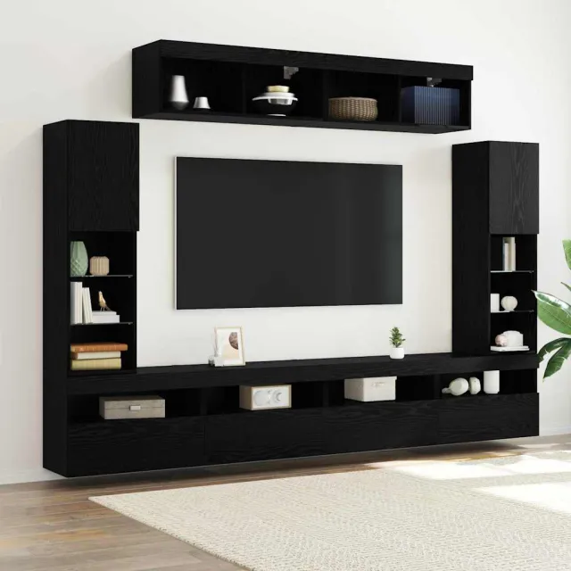 vidaXL Tv-meubelset 6 st 30,5 x 30 x 102 cm Zwart eiken