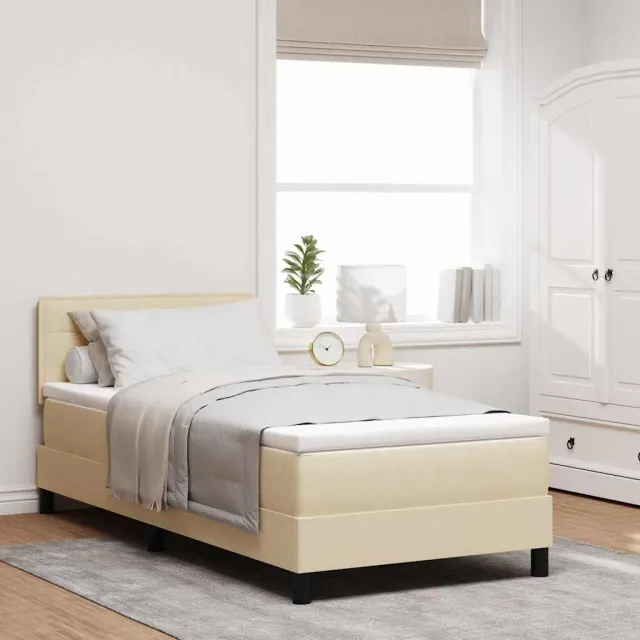 vidaXL Boxspring bed met kussen met hoofdeinde Crème 100 x 200 cm Stof