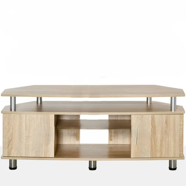 Questyr TV -Meubel - Ruime Opbergruimte - 2 Deuren - Open Vakken - Geschikt voor TV’s tot 55 inch - Modern Houtdesign - 120×39,5×52 cm Houtkleur Naturel